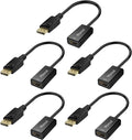 4K DisplayPort (DP) to HDMI Adapter, 5 Pack, Uni-Directional Gold-Plated Display Port Computer to HDMI Screen Converter (Male to Female) Compatible with HP, Dell, Lenovo & More, Passive - Black