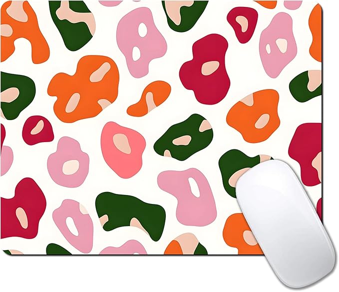 Colorful Abstract Leopard Custom Mouse Pad with Non-Slip Rubber, Small Square Design for Wireless Laptop & Computer Mouse Pads for Desk, 9.5 x 7.9 inch Smooth Surface for Gaming & Office