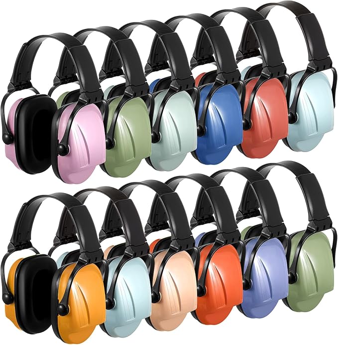 Amylove 12 Pcs Kids Ear Protection Noise Cancelling Headphones Ear Muffs Bulk 27db Adult Noise Reduction Hearing Earmuff(Universal Fit (kids & Adults),Modern Style,Soft Color)