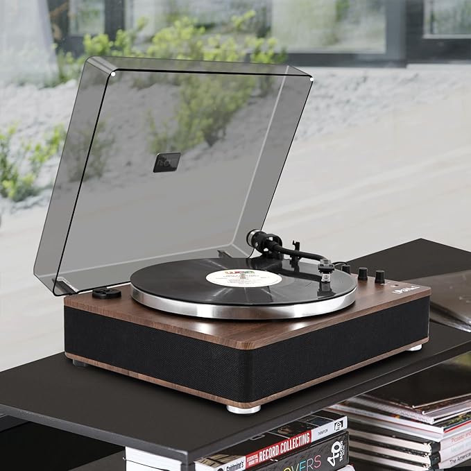 LP&No.1 Vinyl Record Player with Built-in Speakers, Vinyl Turntable with Magnetic Cartridge, Wireless,USB Recording and Playback,BT Out, Aux-in, Headphone Output,Auto Off, AT-3600L, 2-Speed Player