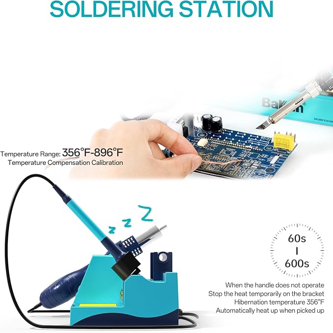 BK602S 2 in1 Soldering Iron Hot Air Rework Station,Digital Soldering Welding Iron Kit for Electronic DIY Circuit Work, Rapid Heat up Solder Station,Auto Sleep,ºC/ºF Conversion