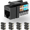 Rapink RJ45 Keystone Jack Cat6 10G Support, Keystone Jacks UTP 25 Pack for Wall Plate and Patch Panel, Rj45 Keystone 90 Degree Black Color for Cat6, Cat5e, Cat5 Cabling