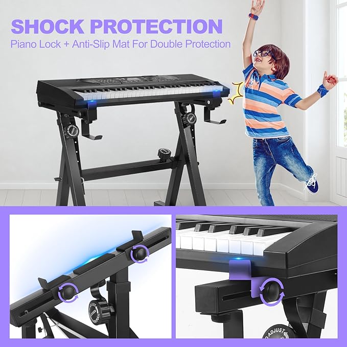 Keyboard Stand Piano Duty Stand Z Style Adjustable Keyboard Holder Piano Keyboard Stand Fits 54, 61 And 88 Keys Electric Keyboards Digital Pianos