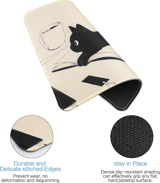 Funny Mouse pad Square Cute Mouse Mat for Wireless Mouse Small Office Computer Mousepad for Desk Mat Laptop with Non-Slip Rubber Base (Cats)