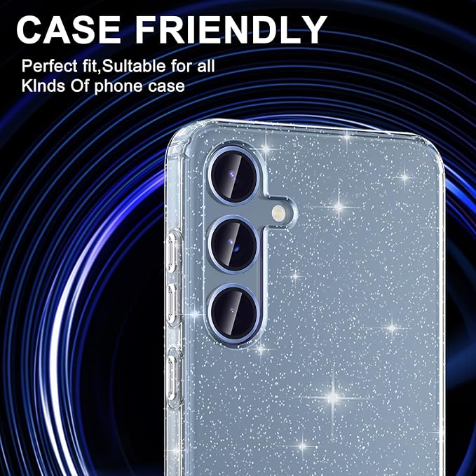 for Samsung Galaxy S25 Plus Camera Lens Protector, Individual Metal Ring Tempered Glass Lens Cover, [Strong Adsorption] Scratch Resistant Ultra-Thin HD Clear Lens Cover, 1 Set-Blue
