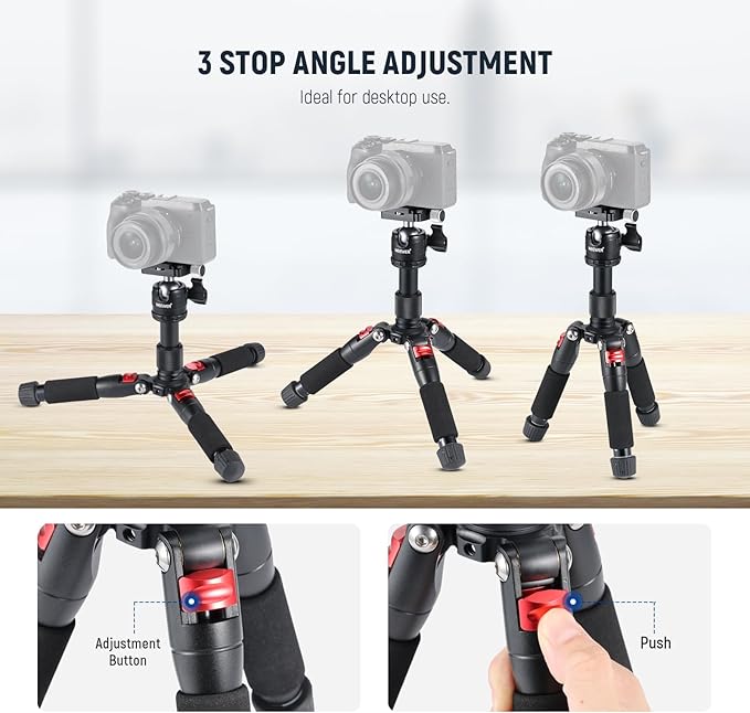 NEEWER Desktop Mini Tripod, 20'' Aluminum Alloy Small Table Top Desk Portable Travel Stand, 360° Ball Head, 1/4" QR Plate for DSLR Camera Camcorder Video Recording, Max Load 11 lbs, Cleaning Cloth