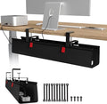 Univivi No Drill Under Desk Cable Management Tray, 28" Cord Organizer for Table, Clamp/Screw Mount Desk Cable Management, Premium Fabric Cable Management Tray for Office, Home