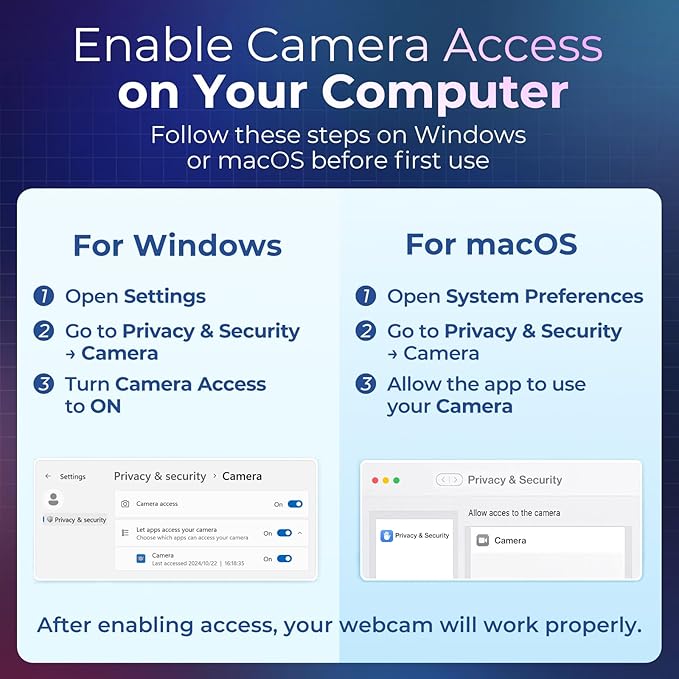 2K Webcam for PC with Microphone & Light & Privacy Cover, Web Camera for Desktop Computer/Laptop/Monitor/Mac, USB Streaming Camera for Zoom/Skype/Teams/Video Calling/Studying and Conference