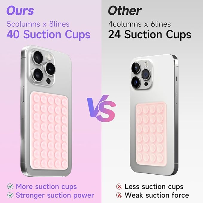 Silicone Suction Phone Case Mount, Non Slip Suction Cup Phone Mount, Phone Accessories Holder for Selfies and Videos, Translucent