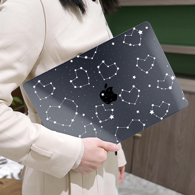 MEEgoodo Case for MacBook Pro 13 inch Case 2022 2021 2020 A2338 M2/M1 A2251 A2289, Laptop Hard Shell with Keyboard & Camera Cover Compatible with 13 inch MacBook Pro,Constellations & Hearts