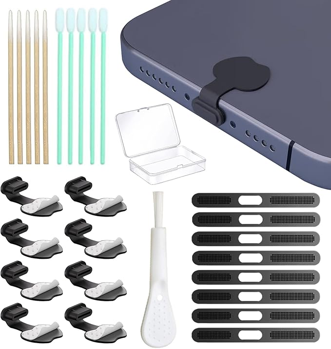 USB C Dust Plug, Type-C Port Cover for iPhone17/ iPhone16/15 Series Charger Port & Speaker Dust Cover, 8-Pack Soft Silicone Anti-Dust Plug Covers Set