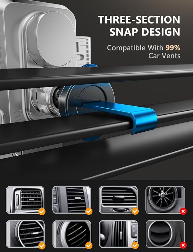 Wireless Car Charger, Phone Holders for Your Car, 15W Auto Clamping Phone Mount Car Accessories for iPhone 16 15 14 13 12 Mini Pro Max, Samsung Galaxy S24 Ultra S23 S22+ Note 20, etc - Silver