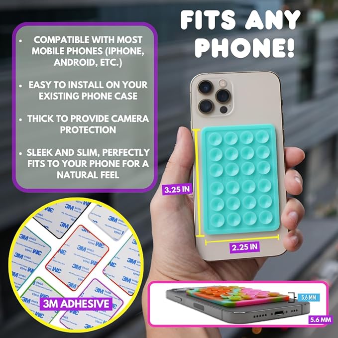 Suction Phone Case Mount, Sillicon Adhesive Phone Accessory for iPhone and Android, Hands-Free Fidget Toy Mirror Shower Phone Holder, Tiktok Videos and Selfies (Orange)