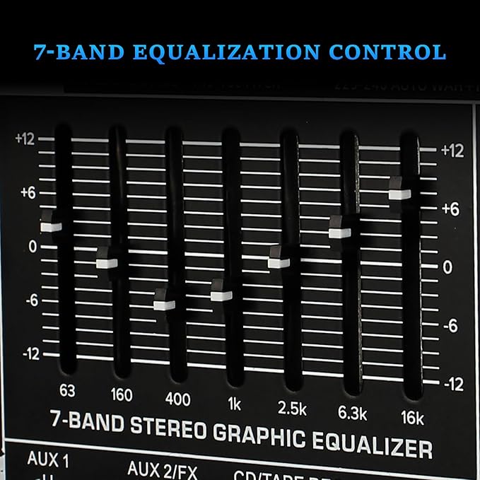 Audio Mixer 12 Channel Professional Mixer Console with 320 DSP Effects, 7-band EQ Sound Mixing Board Digital DJ Mixer w/USB Bluetooth MP3 for Recording, Independent 48V Power & Mute Button