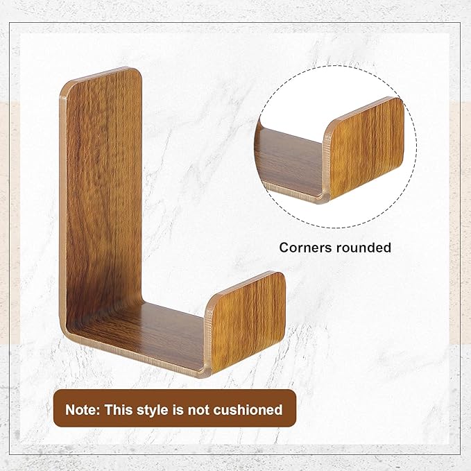 Weewooday 4 Pieces Headphone Hanger Holder Desk Adhesive Headphone Hook Wall Mount Headset Stand Acrylic Holder with Glues for General Purpose Game Earphone(Wood Grain Color)