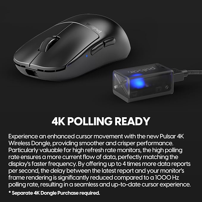 Pulsar Gaming Gears X2H mini Wireless Gaming Mouse, Ultra Lightweight 1.83 oz (52 g), Symmetrical, Optical Switch, 2.4 Ghz 1 ms, 26000 DPI, PAW3395 Sensor (Mini, Wireless, Black)