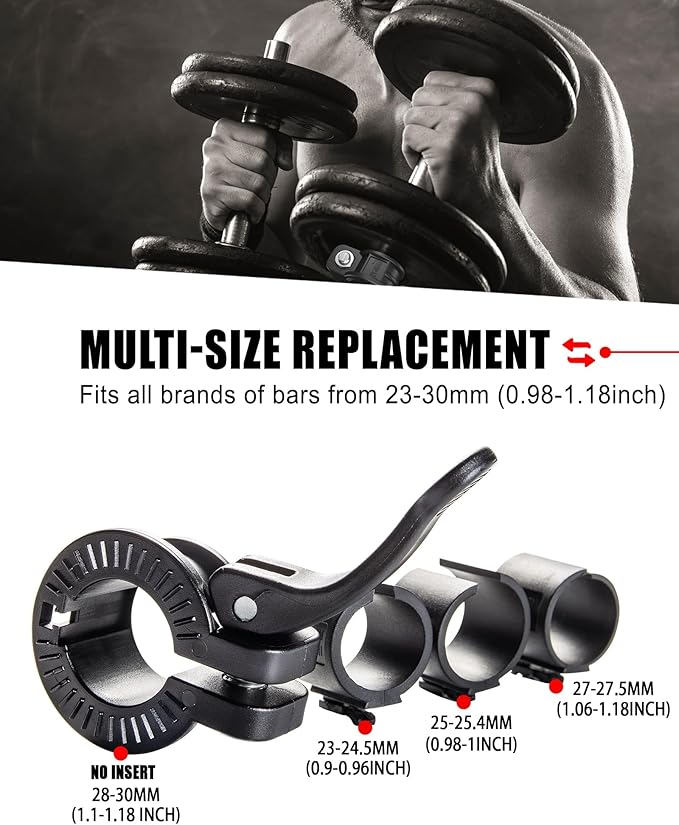 Mini Barbell Clips 1 inch I Multi-Size Adjustable Barbell Collar I 1 inch Barbell ClampsIQuick Release Weight Clips Pair of Locking for Dumbbell Bar