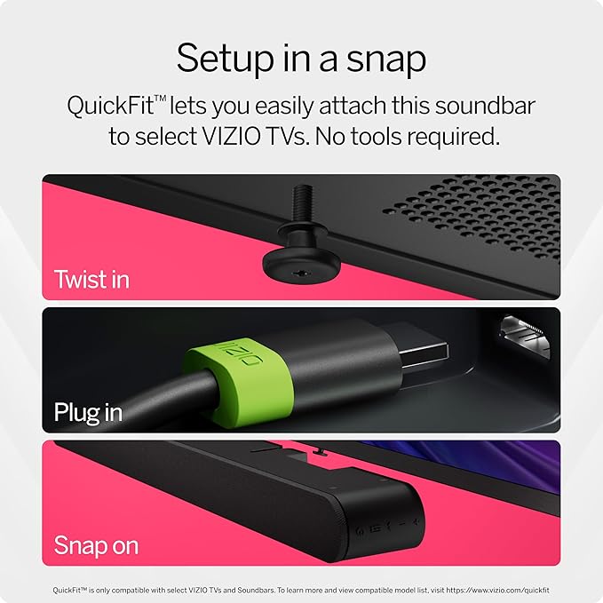VIZIO 5.1 Soundbar SE, Wireless Subwoofer, Surround Sound w/Dolby Atmos & DTS:X, Bluetooth Speaker, QuickFit™ Compatible – SV510X-08 (New, 2024 Model)