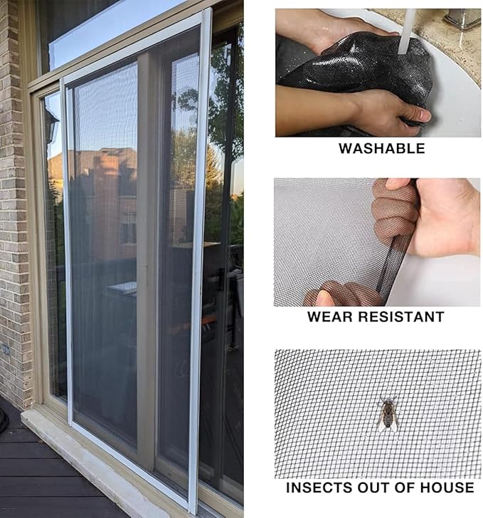 Window Screens Replacement, Cuttable Fiberglass Roll Screens Door Mesh, Repair Screens Net DIY Screening Mesh Netting Black for Windows, Door, Pool, Porch,Patio (60inch*50ft)