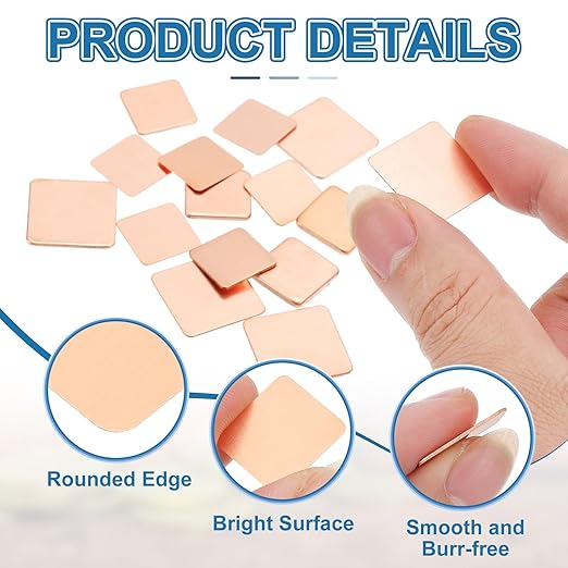 PATIKIL Copper Heatsink Pad Shims, 24 Pcs 15x15x0.5mm Copper Pad Shim IC Chipset GPU CPU Thermal Heatsink for Cooling Laptop Desktop Computer