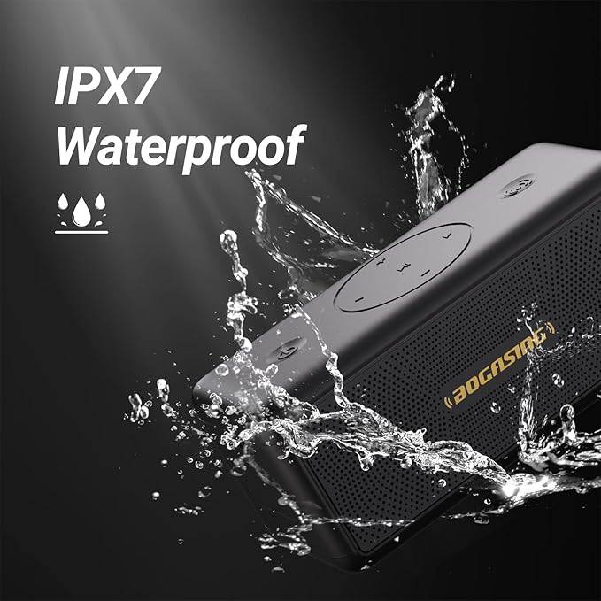 BOGASING Bluetooth Speakers, M5 Portable Wireless Speaker with 40W Loud Stereo Sound & Punchy Bass, 30H Playtime, IPX7 Waterproof, Bluetooth 5.3, EQ, TWS, TF-Card, AUX, USB, for Outdoor Home (Black)