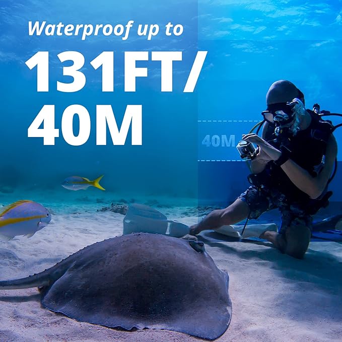 AKASO Brave 4 Pro 4K30 Action Camera with 64GB MicroSD U3 Card, 131FT Underwater Waterproof Camera EIS Touch Screen Remote Control with 2x1350mAh Batteries and Helmet Accessories Kit Bundle
