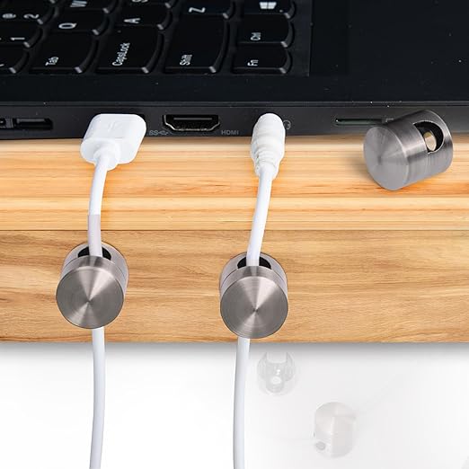 2 Sets Charger Holders for Cords, Black Adjustable Cable Anchor Holders, Adhesive Metal Cord Clips, Cable Management Wire Organizers for Desk, Office, Nightstand