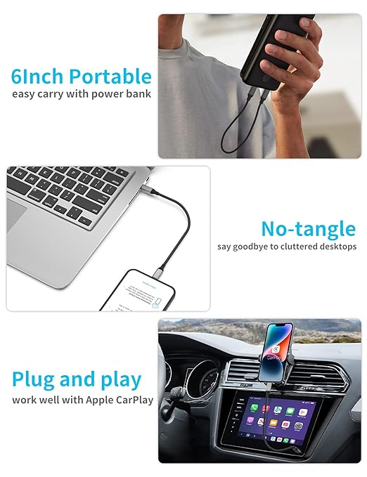 6 inch USB C to Lightning Cable Short, 0.5ft 2Pack Type C to Lightning Cord Power Delivery Fast Charging,[MFi Certified]Nylon Braided USB C iPhone Charger for iPhone14 13 12 11 Pro Max XR XS 8 SE iPad