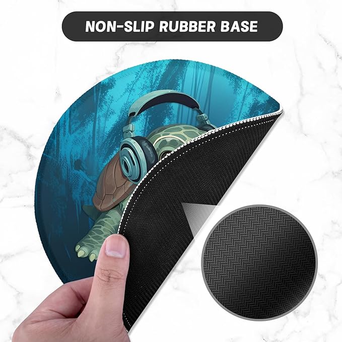 ITNRSIIET Round Mouse Pad with Stitched Edge Premium-Textured Waterproof Non-Slip Rubber Base Desktop Protection Mat Diameter 8.7 inches, Pretty Turtles
