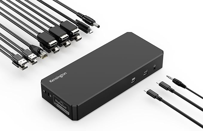 Kensington SD4790P USB-C Quad 4K Displaylink Docking Station, 100W Charging, 3 x DisplayPort, 3 x HDMI, for Windows/macOS/ChromeOS (K33610NA)