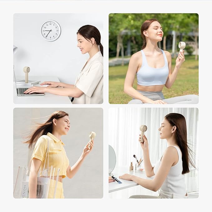 JISULIFE Mini Portable Fan-Bladeless Safe Design, Powerful Turbo Handheld Fan with 5 Speeds, 16Hrs Max Cooling Time，USB Rechargeable, Small Pocket for Travel/Lash, Gifts For Girls/Women