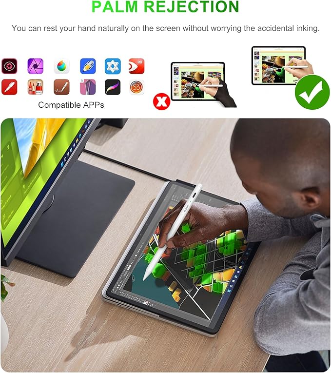 Stylus Pen for iPad 2018-2025: HATOKU 15 Mins Fast Charging Pencil Pro for iPad with Tilt Sensitivity Palm Rejection - Pen for iPad Air 3 4 5 M2 M3- Pro 11" 12.9" M4 - Mini 5 6-6 7 8 9 10 11th Gen