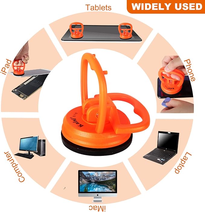 Kaisiking 11 PCS Screen Suction Cup Kit LCD Screen Opening Tools Screen Replacement Tools for iPad, iMac, MacBook, Tablet, Laptop, iPhone, Samsung, Huawei, Etc.