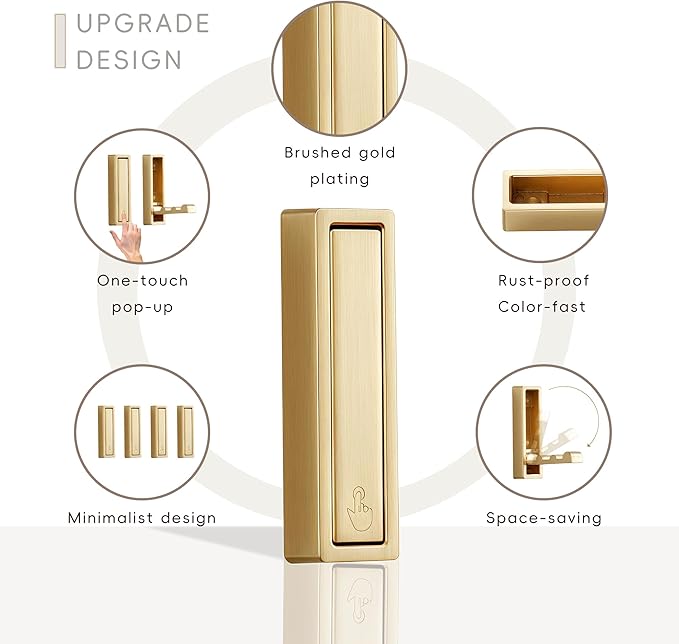 Folding Wall Hooks,4 Pack Rustproof Zinc Alloy Folding Coat Hooks,Heavy Duty Foldable Gold Wall Hooks for Hanging Clothes,Hat,Towel,Bathrobe,Key,Bag,Backpack (Gold)