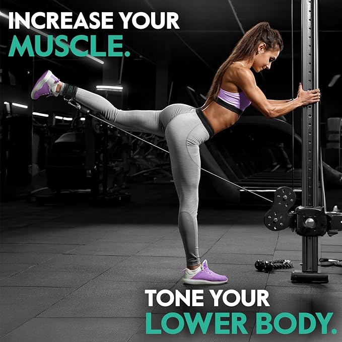 FITGIRL - Ankle Strap for Cable Exercise Machines, Work Out Cuff Attachment for Home & Gym, Glute Workouts - Kickbacks, Leg Extensions, Hip Abductors, for Exercise Machine Attachments