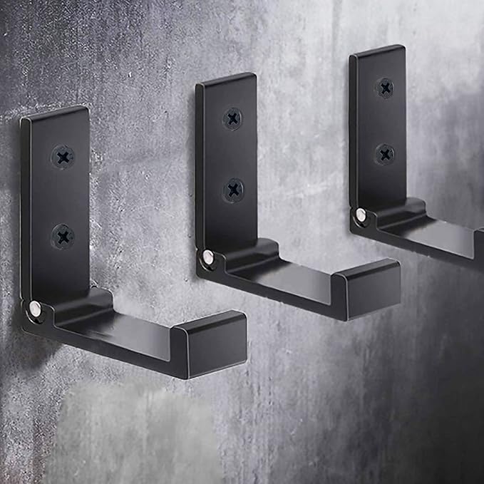 Folding Coat Hooks, Foldable Wall Hooks for Hanging Aluminum Alloy Cloth Coat Hanger Headphones Holder Headset Wall Hanger Hook- Pack of 12 (Black)