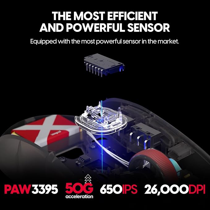 Pulsar Gaming Gears - Super Clear Limited Edition: X2H Mini Wireless Gaming Mouse, Symmetrical, Ultra Lightweight 1.83 oz (52g), PAW3395 26k DPI, Optical Switch (Mini, Clear Black)