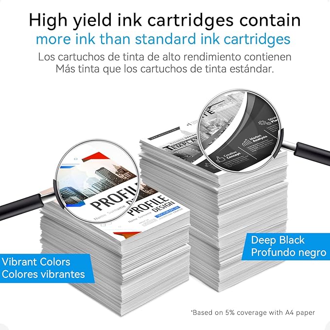 62XL Ink Cartridge Combo Pack Compatible for HP Ink 62 Black Color Compatible for Envy 7640 7645 5660 5665 5642 5540 OfficeJet 8045 8040 5746 5745 250 200 Printer
