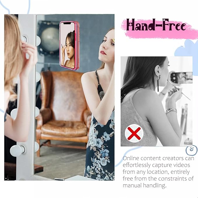 Silicone Suction Phone Case Mount, Silicon Adhesive Phone Accessory for Smartphones, Hands-Free Mirror Shower Phone Holder for Selfies, Tiktok Videos (Blue)