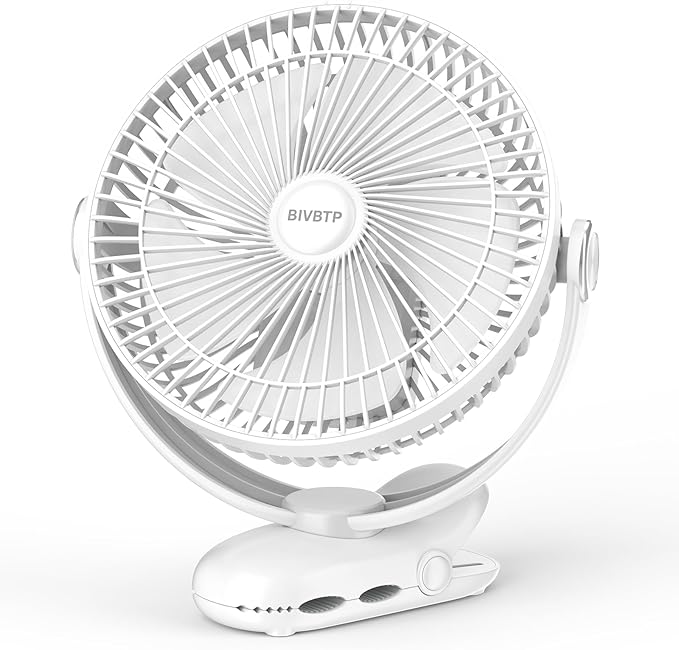 12000mAh Clip on Fan 30H Longest Runtime, 8in Portable Fan Rechargeable, Ultra Quiet with Heavy-Duty Clamp, USB Desk Fans for Golf Cart,Office Desk, Treadmill, Camping, Bedroom