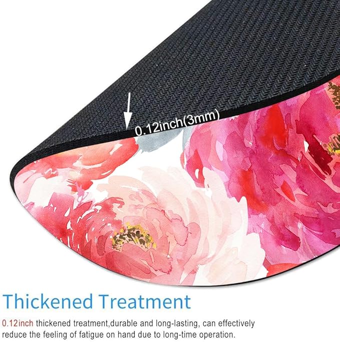 Pink Peony Flower Round Mousepad, Personalized Custom Design Mouse Pads，Cute Waterproof Circular Non-Slip Rubber Base Small Mouse Pad， Mousepad for Laptop Computers