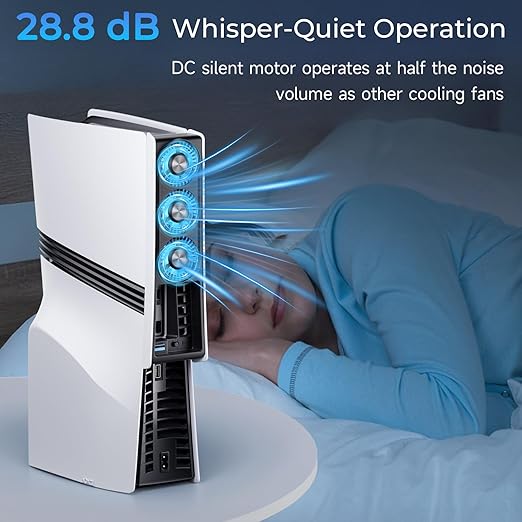 Cooling Fan for PS5 Pro, Compatible with PlayStation 5 Pro Console, High Efficiency PS5 Pro Fan Cooler Station (White-p5 pro)