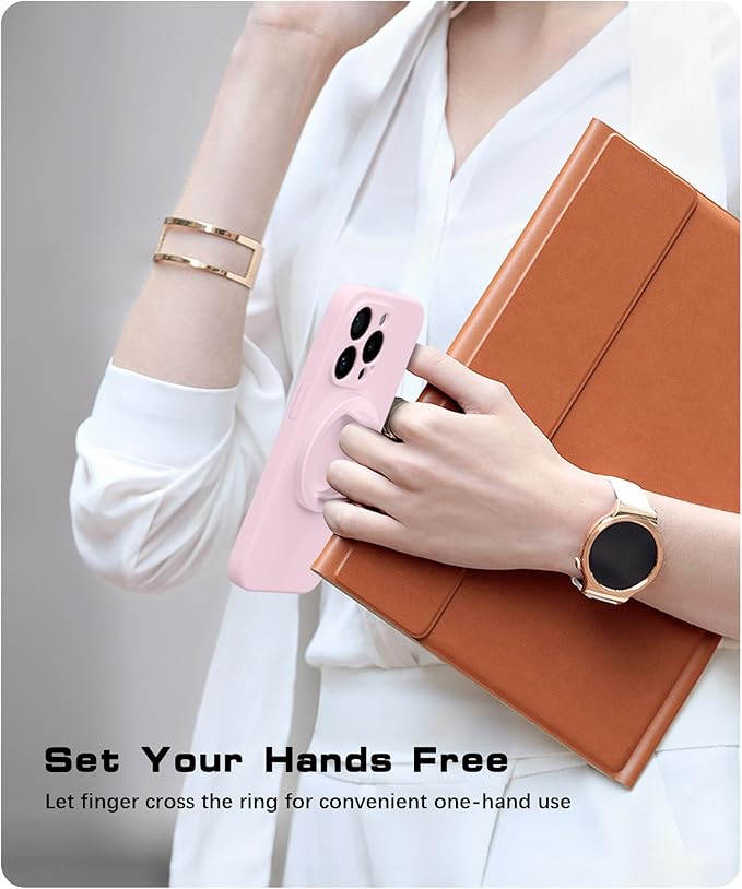 Magnetic Phone Grip, Removable Loop Grip with Soft Finger Strap, Silicone Phone Ring Holder for Back of Phone for iPhone 16/15/14/13/12 Pro Max/Plus, Chalk Pink
