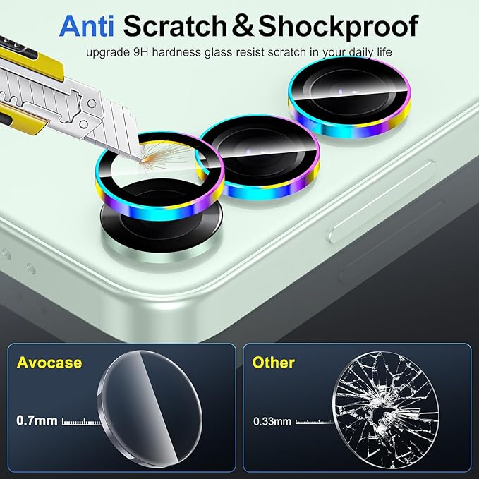 for Samsung Galaxy S25 Plus Camera Lens Protector, Individual Metal Ring Tempered Glass Lens Cover, [Strong Adsorption] Scratch Resistant Ultra-Thin HD Clear Lens Cover, 1 Set-Colorful Ring