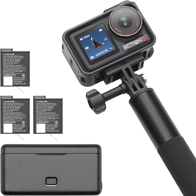 DJI Osmo Action 5 Pro Adventure Combo, Action Camera 4K with 1/1.3" Sensor, 12h Extended Battery Life with 3 Batteries, Stabilization, Dual OLED Touchscreens, Mini Action Camera for Travel, Vlog