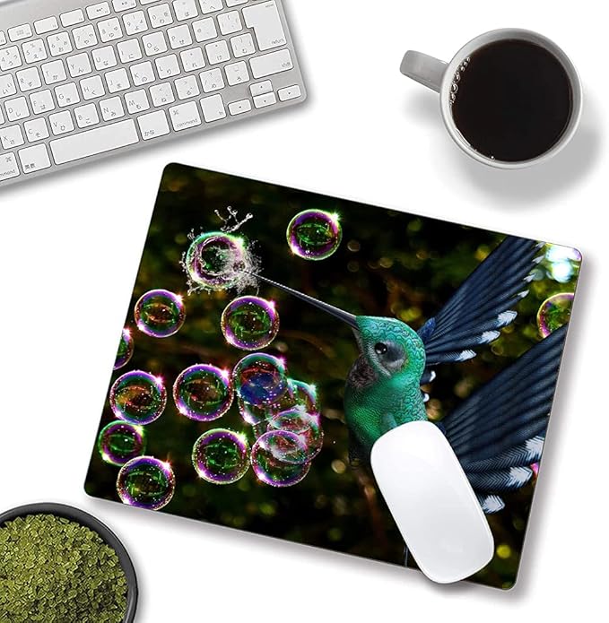 Hokafenle Hummingbird Mouse Mat - Square Waterproof Non-Slip Rubber Base Mouse Pad for Office & Home Laptop