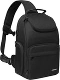 MOSISO Camera Sling Bag, DSLR/SLR/Mirrorless Camera Case Crossbody Photography Backpack with Tripod Holder&Removable Modular Inserts&PU Handle Compatible with Canon/Nikon/Sony, Black