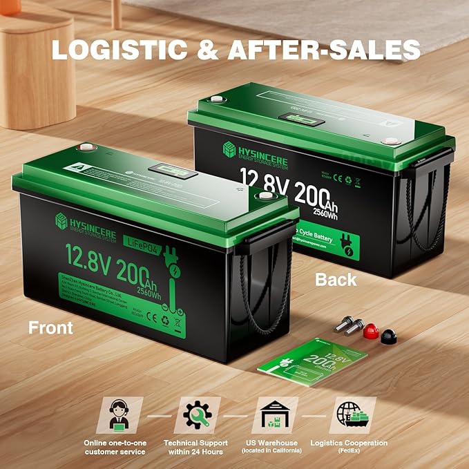 12V 200Ah LiFePO4 Lithium Battery Built-in 200A BMS, Max.2560Wh Energy, 10 Years Lifetime 15000+ Cycles, Perfect for RV Solar Energy Storage Marine Trolling Motor -2 Packs