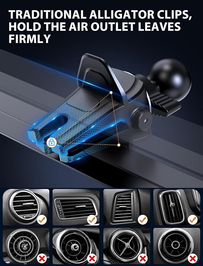 Wireless Car Charger, MOKPR 15W Fast Charging Auto-Clamping Car Charger Phone Mount Air Vent Cell Phone Holder Compatible iPhone 16/15/14/13/13 Pro/12 pro/12/11, Samsung Galaxy S23/S22/S21/S20, etc