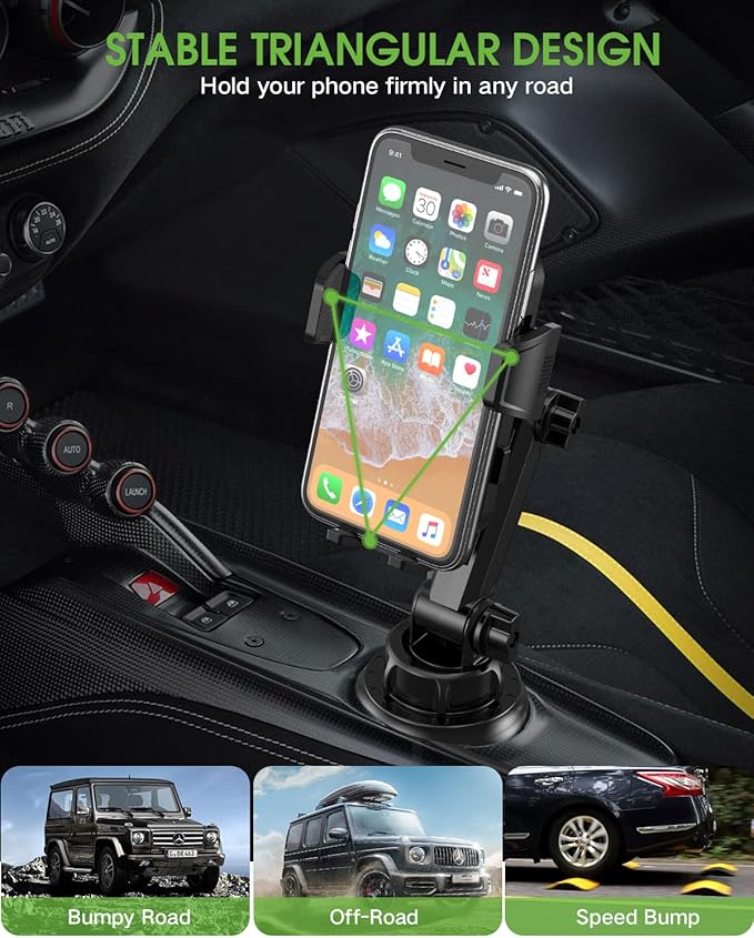 2025 Upgraded Cup Phone Holder for Car, Universal No Shaking Cup Holder Phone Mount with Expandable Base for Car Truck, Adjustable Holders,Compatible with iPhone Samsung All Phones: 2 Pack